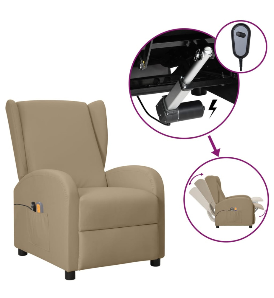 Fauteuil de massage électrique à oreilles Cappuccino Similicuir