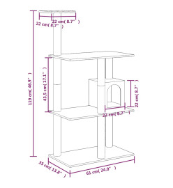 Arbre à chat avec griffoirs en sisal Gris foncé 119 cm