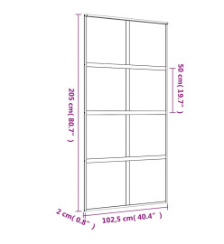 Porte coulissante doré 102,5x205cm verre ESG clair et aluminium