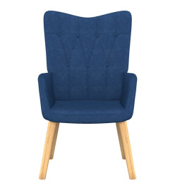 Chaise de relaxation avec tabouret Bleu Tissu