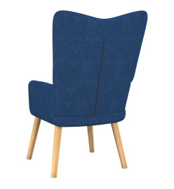 Chaise de relaxation avec tabouret Bleu Tissu