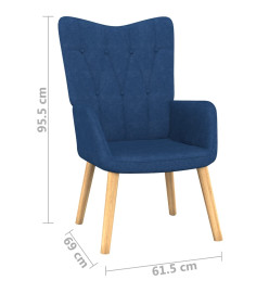 Chaise de relaxation avec tabouret Bleu Tissu