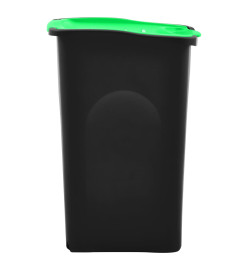 Poubelle avec couvercle à charnière 50 L Noir et vert