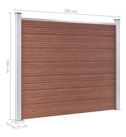 Ensemble de panneau de clôture WPC 699x146 cm Marron