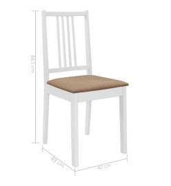 Chaises à manger avec coussins lot de 4 blanc bois solide