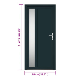 Porte d'entrée anthracite 98x208 cm PVC