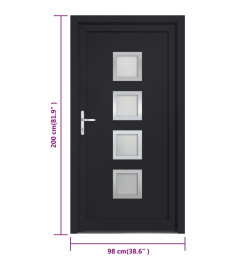 Porte d'entrée anthracite 98x200 cm PVC