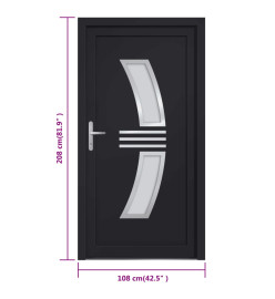 Porte d'entrée anthracite 108x208 cm PVC