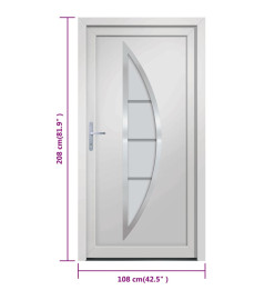 Porte d'entrée Blanc 108x208 cm PVC