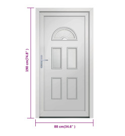 Porte d'entrée blanc 88x190 cm PVC