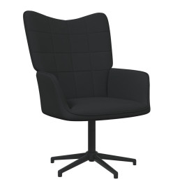 Chaise de relaxation avec tabouret Noir Tissu