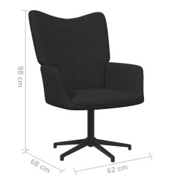 Chaise de relaxation avec tabouret Noir Tissu