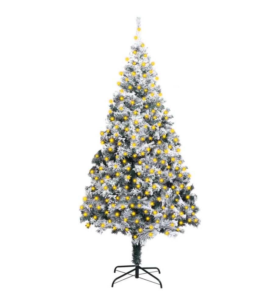 Sapin de Noël artificiel LED et flocons de neige Vert 300 cm