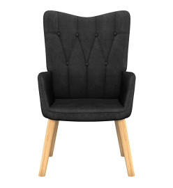 Chaise de relaxation avec tabouret Noir Tissu