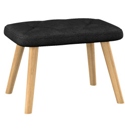 Chaise de relaxation avec tabouret Noir Tissu