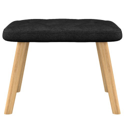 Chaise de relaxation avec tabouret Noir Tissu