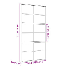 Porte coulissante doré 102,5x205cm verre ESG clair et aluminium