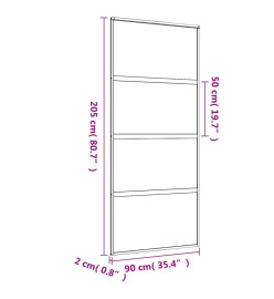 Porte coulissante doré 90x205 cm verre ESG dépoli et aluminium