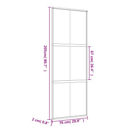 Porte coulissante doré 76x205 cm verre ESG clair et aluminium