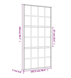 Porte coulissante doré 102,5x205 cm verre ESG dépoli aluminium