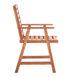 Chaises à dîner d'extérieur 3 pcs avec coussins Acacia massif