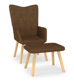 Chaise de relaxation avec tabouret Marron Tissu