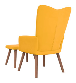 Chaise de relaxation avec repose-pied Jaune moutarde Velours