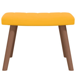 Chaise de relaxation avec repose-pied Jaune moutarde Velours