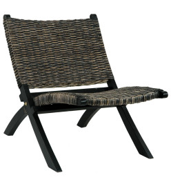 Chaise de relaxation Noir Rotin naturel kubu et bois d'acajou