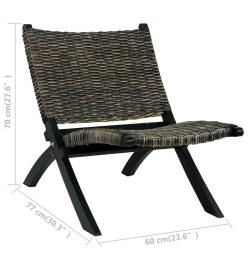 Chaise de relaxation Noir Rotin naturel kubu et bois d'acajou