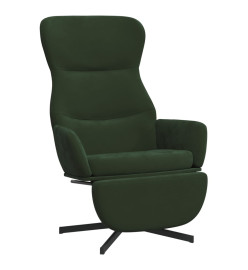 Chaise de relaxation avec repose-pied Vert foncé Velours