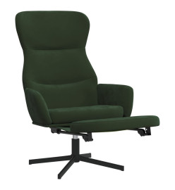 Chaise de relaxation avec repose-pied Vert foncé Velours