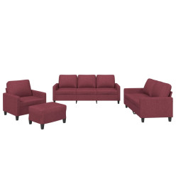 Ensemble de canapés 4 pcs avec coussins Rouge bordeaux Tissu