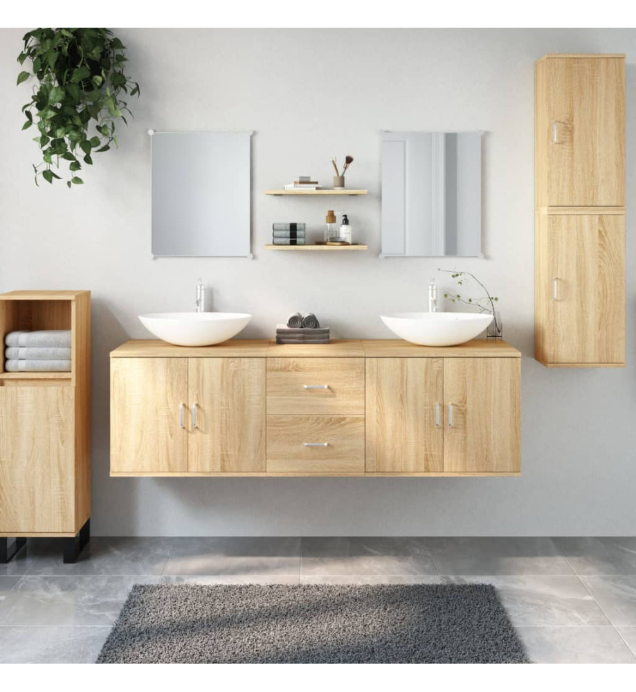 Ensemble de meubles salle de bain 7 pcs chêne bois d'ingénierie