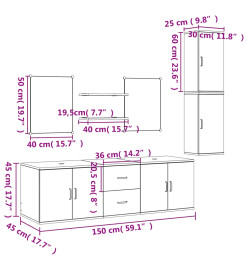 Ensemble de meubles salle de bain 7 pcs chêne bois d'ingénierie