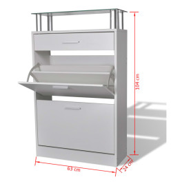 Meuble à chaussures avec tiroir et plateau en verre Bois Blanc