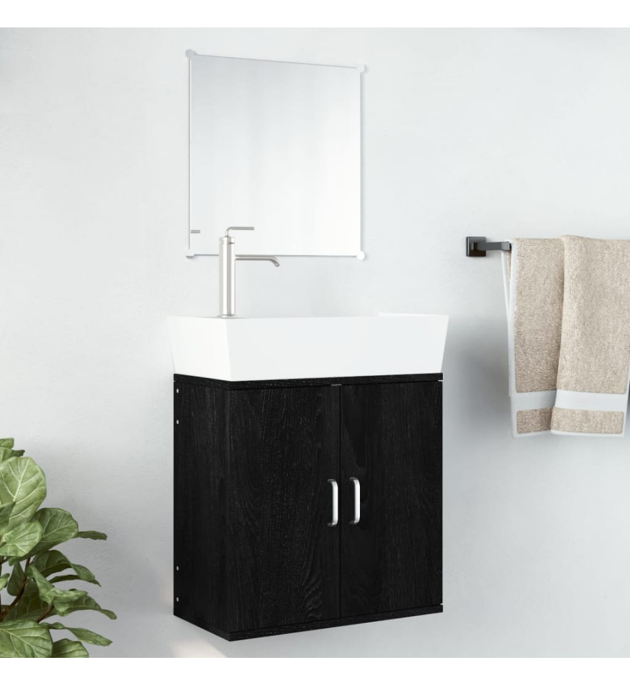 Ensemble de meubles salle de bain 2 pcs noir bois d'ingénierie