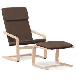 Chaise de relaxation avec repose-pied Marron foncé Tissu