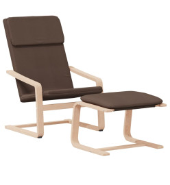 Chaise de relaxation avec repose-pied Marron foncé Tissu