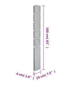 Poteau de clôture en gabion argenté 160 cm acier galvanisé