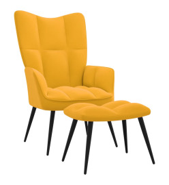 Chaise de relaxation avec repose-pied Jaune moutarde Velours