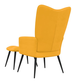 Chaise de relaxation avec repose-pied Jaune moutarde Velours