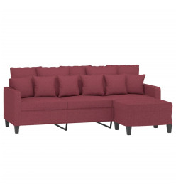 Canapé à 3 places avec repose-pieds Rouge bordeaux 180 cm Tissu