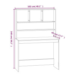 Bureau avec étagères Blanc 102x45x148 cm Bois d'ingénierie