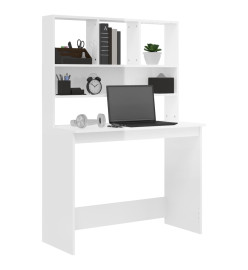 Bureau et étagères Blanc brillant 102x45x148 cm Bois ingénierie