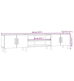 Meuble TV chêne fumé 180x31,5x40 cm bois d'ingénierie