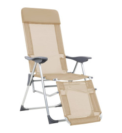 Chaises de camping pliables 2pcs et repose-pied Crème Aluminium