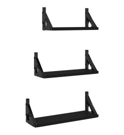 Ensemble d'étagères murales 3 pcs noir bois d'ingénierie