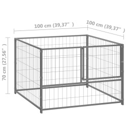 Chenil Argenté 100x100x70 cm Acier