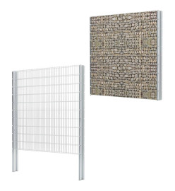 Poteau de clôture en gabion argenté 260 cm acier galvanisé